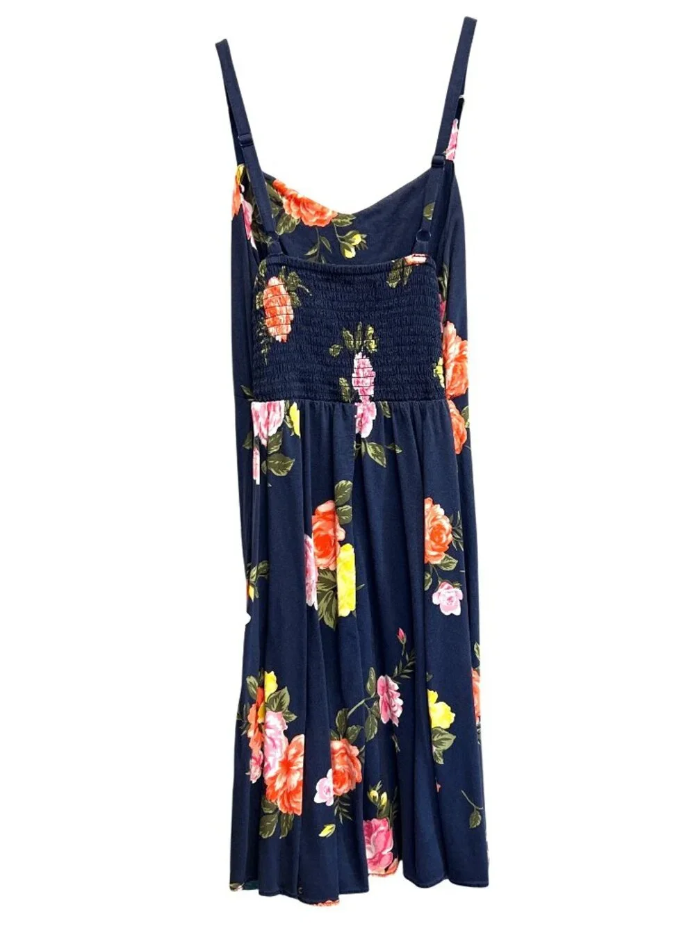 Old Navy XS Navy Floral Sundress With Smocked Back & Adjustable Straps